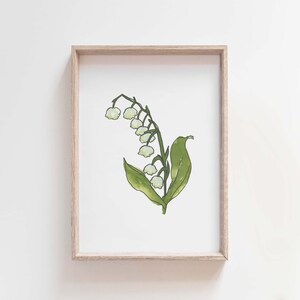 Lily of the Valley Watercolor Art, May Birth Flower Print, White Lily of the Valley Painting, Birth Month Gift, Digital Download