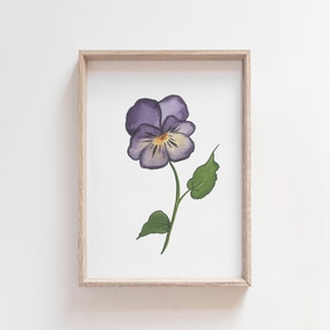 Violet Watercolor Art, February Birth Flower Print, Purple Flower Painting, Birth Month Gift, Digital Download