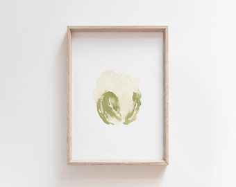 Cauliflower Watercolor, Minimal Kitchen Art, Simple Vegetable Print, Cauliflower Painting, Food Illustration