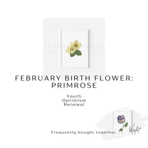 Primrose Watercolor Art, February Birth Flower Print, Minimalist Flower Painting, Birth Month Gift, Digital Download image 6