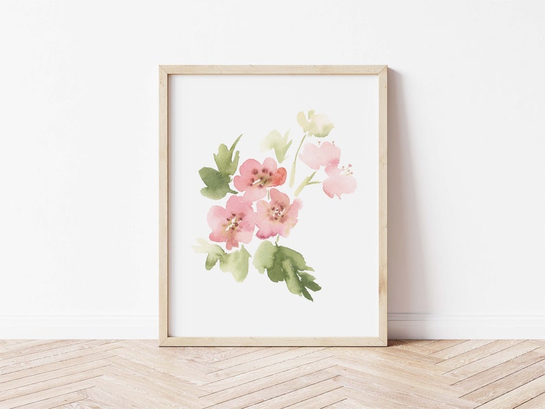 Arte de acuarela de espino rosa, impresión de flor de nacimiento de mayo, pintura de planta de espino, regalo del mes de nacimiento, descarga digital imagen 5