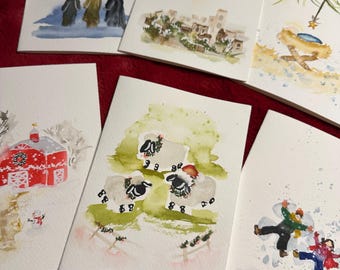 12 Days of Christmas Watercolor Art Bundle | 5x7 Holiday Prints (Digital Downloads) | Jenna B Studio Artist