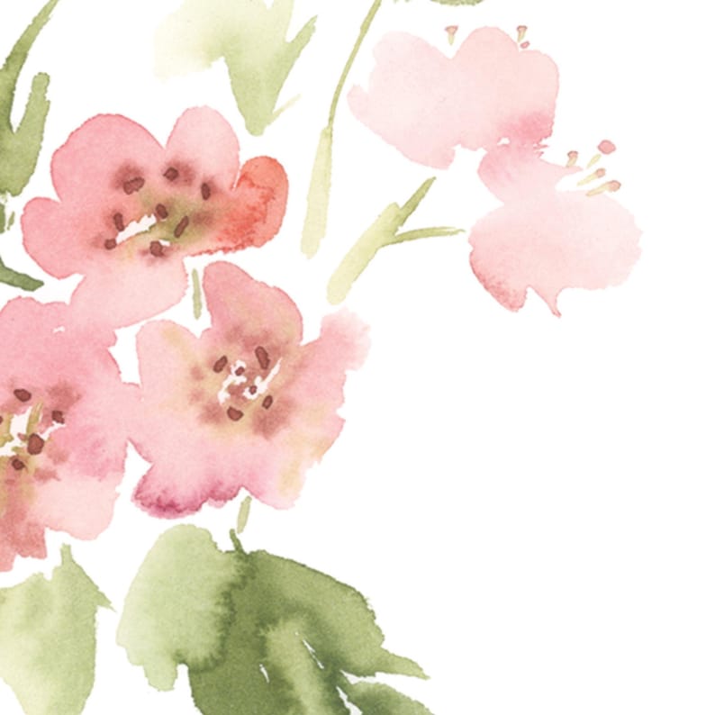 Arte de acuarela de espino rosa, impresión de flor de nacimiento de mayo, pintura de planta de espino, regalo del mes de nacimiento, descarga digital imagen 2