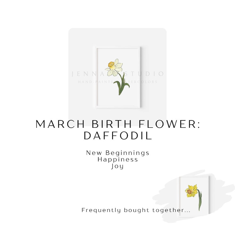 Jonquil akvarellkonst, marsfödelseblomma, vit påskliljamålning, påskliljablommatryck, födelsemånadspresent, digital nedladdning bild 7
