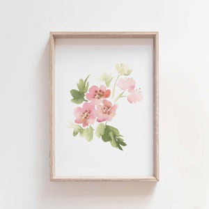 Pink Hawthorn Watercolor Art, May Birth Flower Print, Hawthorn Plant Painting, Birth Month Gift, Digital Download
