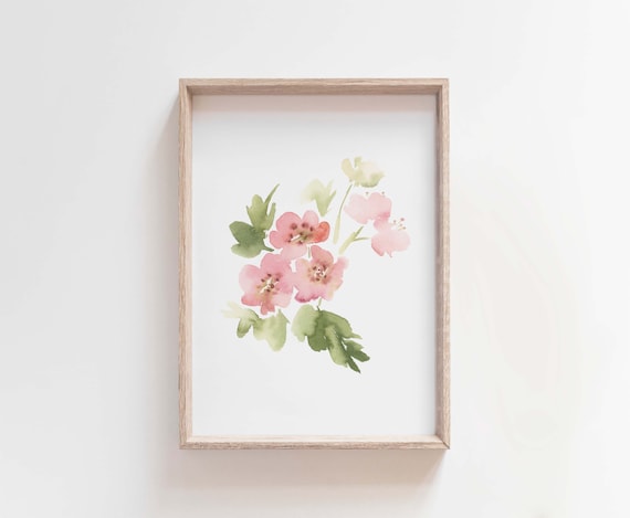 Pink Hawthorn Watercolor Art, May Birth Flower Print, Hawthorn Plant Painting, Birth Month Gift, Digital Download