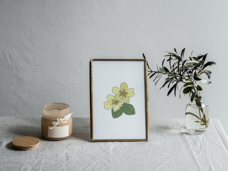 Primrose Watercolor Art, February Birth Flower Print, Minimalist Flower Painting, Birth Month Gift, Digital Download image 4