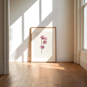 Sweet Pea Watercolor Art, April Birth Flower Print, Pink Sweet Pea Painting, Birth Month Gift, Digital Download image 3