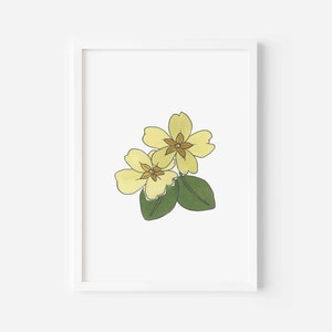 Primrose Watercolor Art, February Birth Flower Print, Minimalist Flower Painting, Birth Month Gift, Digital Download image 5