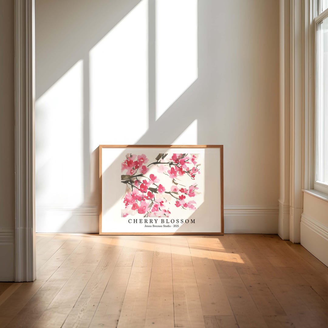 Cherry Blossom Wall Art | Watercolor Floral Prints | Pink Botanical ...