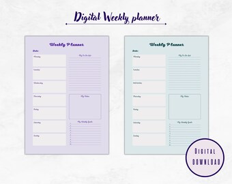 Weekly planner, Digital planner, iPad planner, GoodNotes planner, Notability planner, Weekly organizer, Printable To-Do list