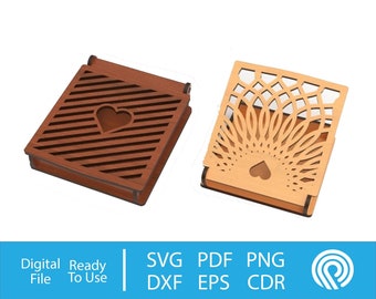 Doos Laser Gesneden Bestand 3mm Hout Con Cassetto Contenitore Bestand vettoriali Ai, Cdr, DXF, Jpg, Eps, Pdf, SVG Per Taglio Laser Del Legno Plexyglass