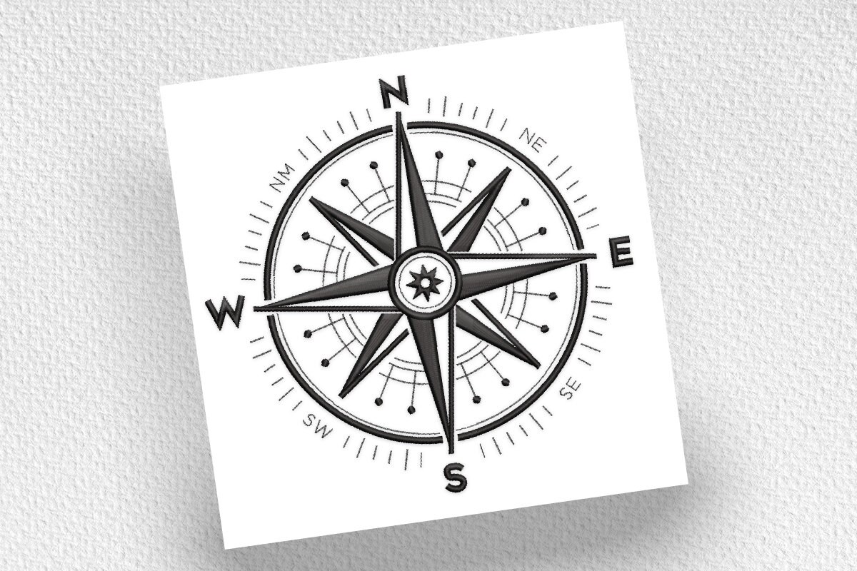 Nautical Compass Machine Embroidery Design 6 Sizes Etsy