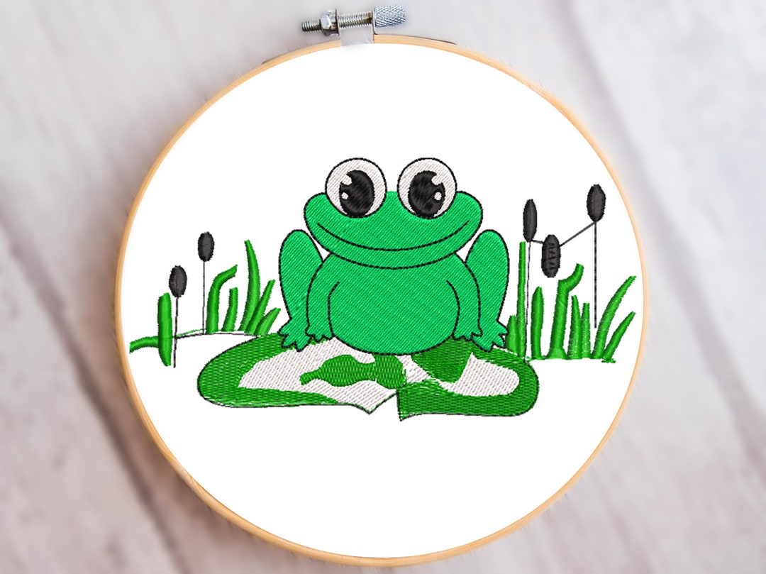Green Frog Machine Embroidery Design. Frog Embroidery Design - Etsy