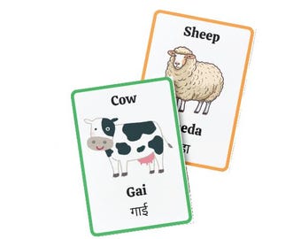 Fichas imprimibles en nepalí: Animales, parte 1