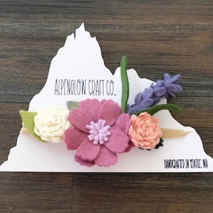 Felt Flower Headband for Newborns, Toddlers and Girls, Baby Newborn Headband, Felt Flower Crown, Felt Hair Accessories