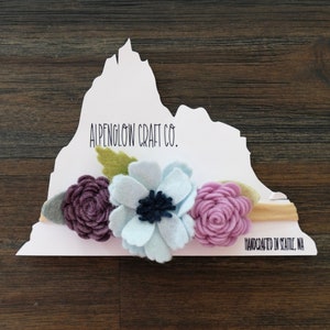 Felt Flower Headband for Newborns, Toddlers and Girls, Felt Flower Crown, Felt Hair Accessories