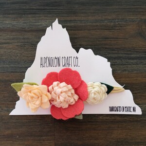Felt Flower Headband for Newborns, Toddlers and Girls, Felt Flower Crown, Felt Hair Accessories