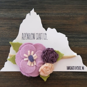 Felt Flower Headband for Newborns, Toddlers and Girls, Felt Flower Crown, Felt Hair Accessories