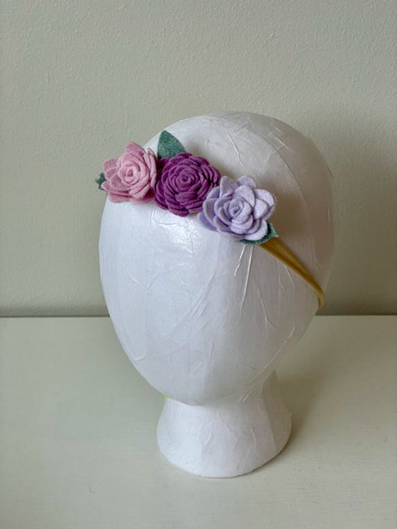 Felt Flower Large Rose Headband for Newborns, Toddlers and 