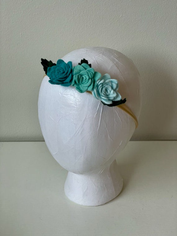 Felt Flower Large Blue Ombre Rose Headband for Newborns  display picture 1