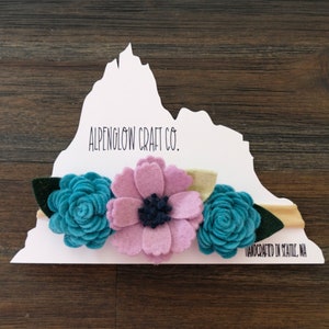 Felt Flower Headband for Newborns, Toddlers and Girls, Felt Flower Crown, Felt Hair Accessories