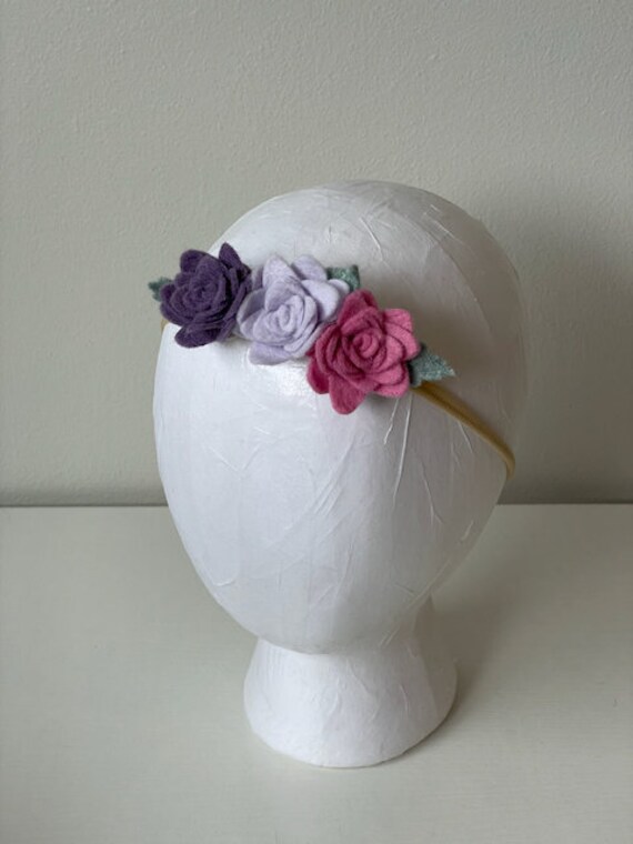 Felt Flower Large Rose Headband for Newborns, Toddlers and  display picture 1