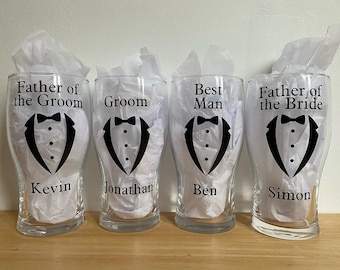 Personalised Pint Glass / Best Man Glass / Groomsman Gift / Wedding Gift / Usher Gift / Glasses / Made to Order / Custom Made / Pint / Prom