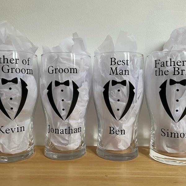 Personalised Pint Glass / Best Man Glass / Groomsman Gift / Wedding Gift / Usher Gift / Glasses / Made to Order / Custom Made / Pint / Prom