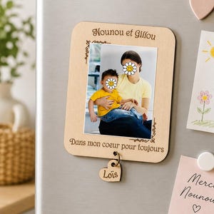 Magnet photo personnalisé nounou, cadeau fin d’année nounou, merci nounou, cadeau assistante maternelle, souvenir personnalisé bois
