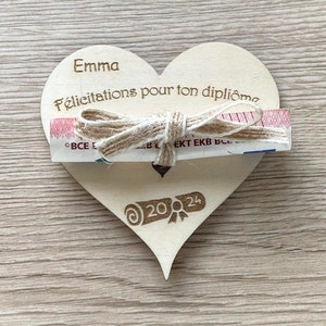 Cadeau diplôme personnalisé en bois - Félicitations diplome - Carte porte billet - Carte cadeau félicitation examen