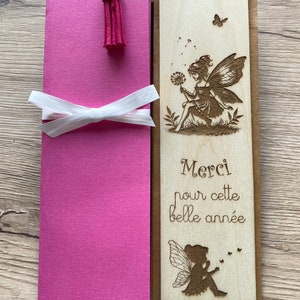 Marcapáginas de madera personalizado con forma de hada: regalo de agradecimiento para profesor o niñera, regalo de fin de curso escolar para educadores.