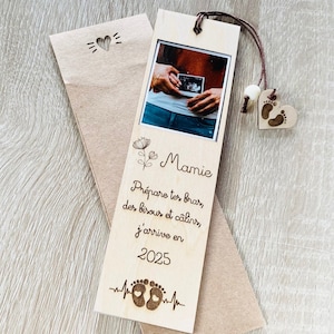 Personalized Pregnancy Announcement Bookmark with Ultrasound Photo – Engraved Wooden Gift for Grandma-to-be -