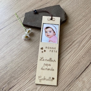 Personalized Bookmark with Photo - Wood Engraving - Father's Day Gift, Dad's Birthday