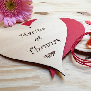 Carte cœur bois personnalisée – Message d’amour, mariage, PACS, Saint-Valentin