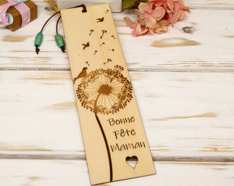 Dandelion flower bookmark - Happy Mom's Day - Mother's Day gift - Wooden bookmark