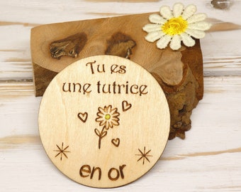 Cadeau tutrice en or - tutrice de stage - Magnet merci tutrice -Magnet bois personnalisé fin de stage - Cadeau fin d'année