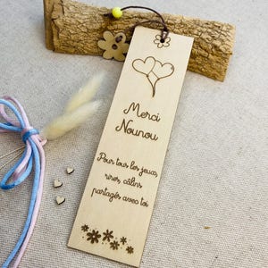 Thank you childminder bookmark – Personalized nanny gift – End of year or departure – Soft wood engraving