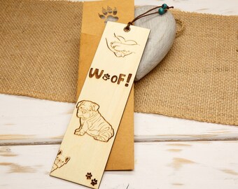 Bulldog bookmark - personalized wooden bookmark - Bulldog dog bookmark