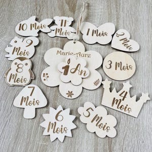 Personalized Wooden Baby Milestone Cards – Birth Gift – Monthly Photo Kit 1 Month to 1 Year, Baby Milestones