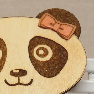 Wooden panda Panda magnet Personalized magnet Personalized gift Hollowed out heart panda image 2