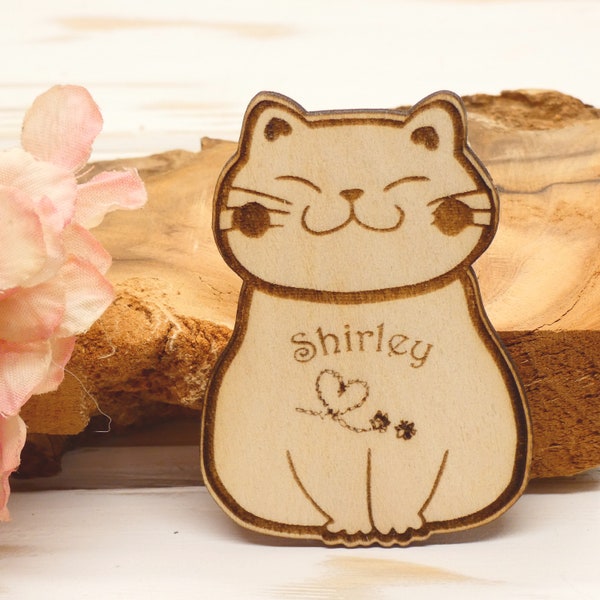 Magnet Chat en bois - Magnet chat - Magnet personnalisé - Cadeau personnalisé -