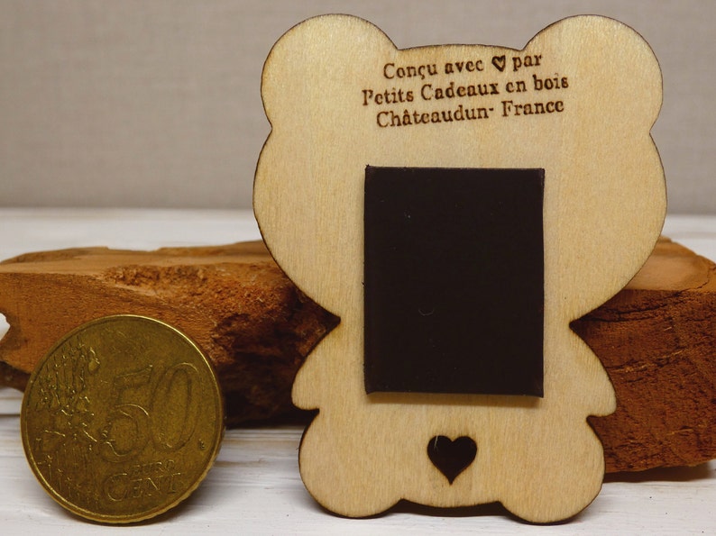 Wooden panda Panda magnet Personalized magnet Personalized gift Hollowed out heart panda image 4