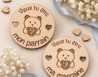 Personalized Wooden Godparent Request – "Will you be my godmother/godfather" fridge magnet – Godparent Gift