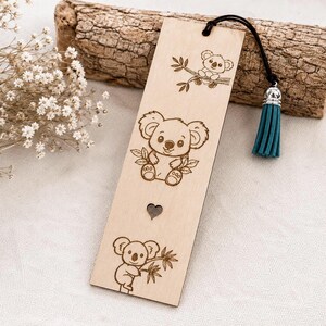 Personalisiertes Koala-Lesezeichen aus Holz – Geschenk für Kinder, Leseratten, Lehrer und Nannys – Beidseitig graviert