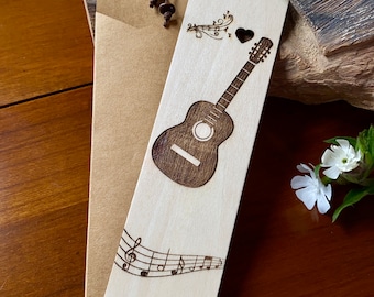 Personalized bookmark - Guitar bookmark - music bookmark - Wooden bookmark - Customizable bookmark