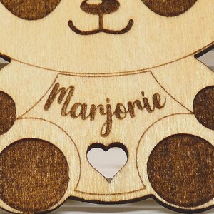 Wooden panda Panda magnet Personalized magnet Personalized gift Hollowed out heart panda image 3