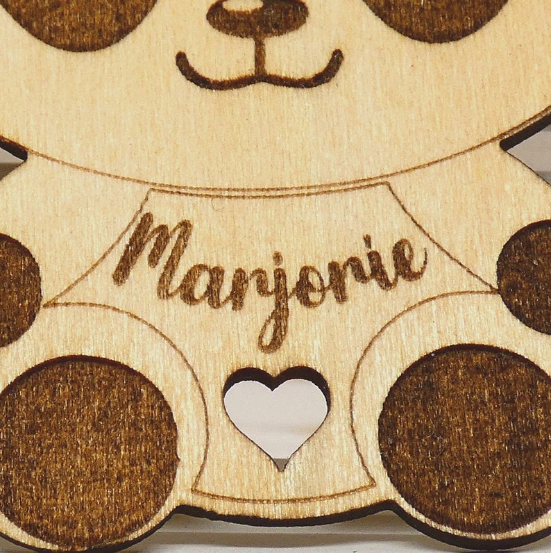 Wooden panda Panda magnet Personalized magnet Personalized gift Hollowed out heart panda image 3