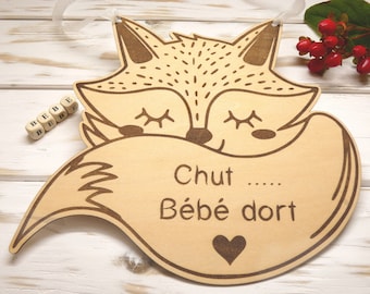 Baby room door decoration - Personalized fox - birth gift - Door plaque