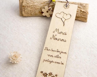 Personalized wooden nanny gift bookmark | Thank you nanny end of year | Original engraved childminder gift